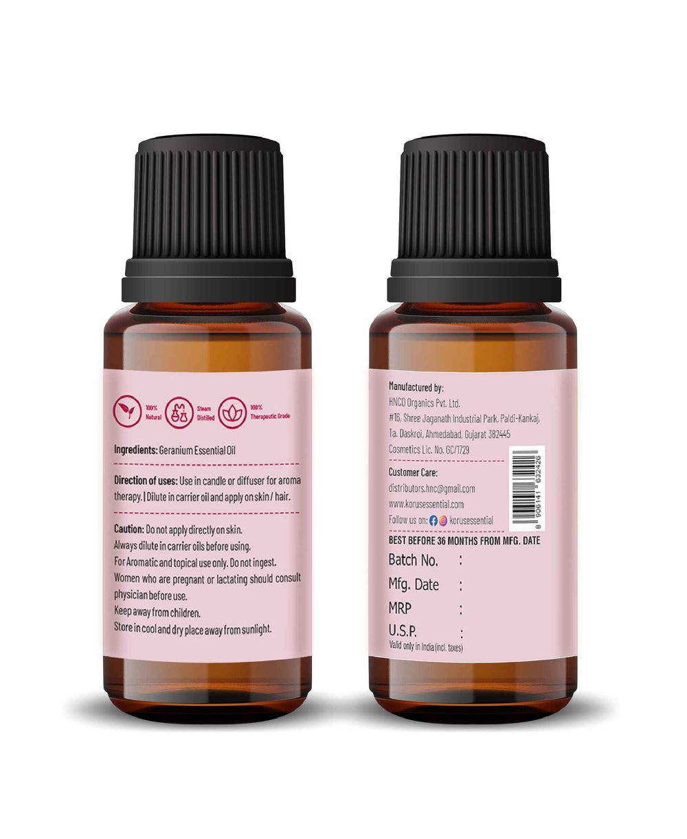 Korus Essential Geranium Essential Oil - 15ml - HNW GLOBAL